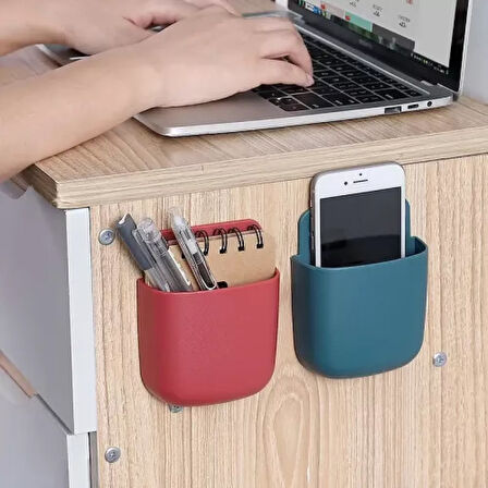Duvara Monte Telefon Şarj İstasyonu Yapışkanlı, Kablo Düzenleyici,Kumanda/Kalem Organizer,Ofis/Ev