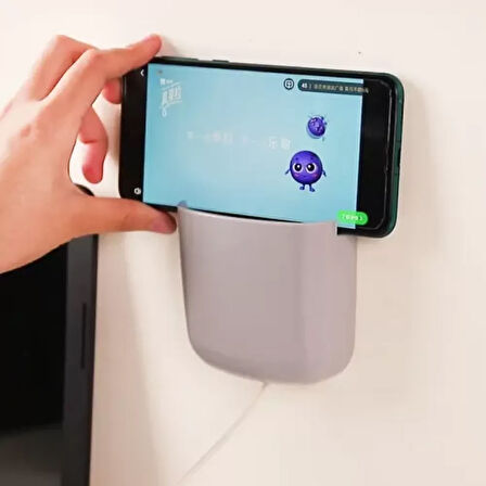 Duvara Monte Telefon Şarj İstasyonu Yapışkanlı, Kablo Düzenleyici,Kumanda/Kalem Organizer,Ofis/Ev