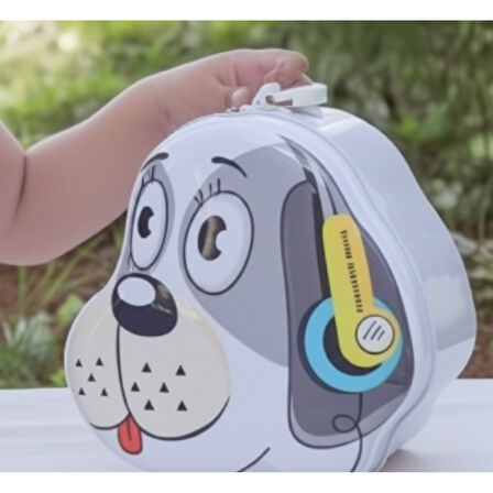 Köpek Tasarımlı Kumbara Anahtarlı Kilit Çelik Yapılı, 15x14x7.5 cm, Çocuklar İçin Sevimli Tasarruf