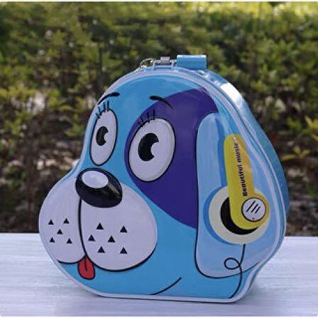 Köpek Tasarımlı Kumbara Anahtarlı Kilit Çelik Yapılı, 15x14x7.5 cm, Çocuklar İçin Sevimli Tasarruf