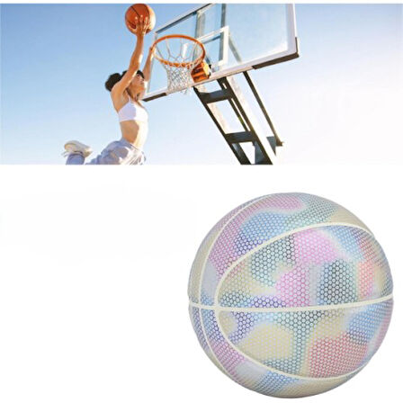 Fosforlu Basketbol Topu Gece Parlayan Flaş Etkili İç/Dış Mekan Kullanım Sokak Basketbolu Basket Topu
