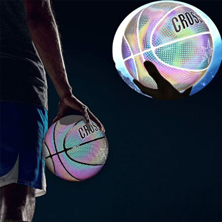 Fosforlu Basketbol Topu Gece Parlayan Flaş Etkili İç/Dış Mekan Kullanım Sokak Basketbolu Basket Topu
