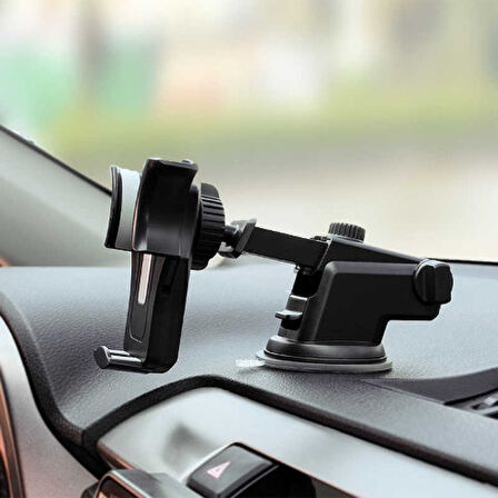 Teleskopik Araç Telefon Tutucu 360° Dönebilen, Vantuzlu, Uzayıp Kısalabilen Tüm Telefonlarla Uyumlu