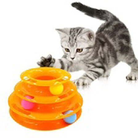 3 Katlı Kedi Oyuncağı - Eğlenceli Turntable Cat Toy | Kedi Avlanma Oyunları Kediler İçin Oyuncak