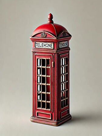 İngiliz Telefon Kulübesi Kumbara - Vintage Metal Londra Telefon Kulübesi Tasarımı Dekoratif Kumbara