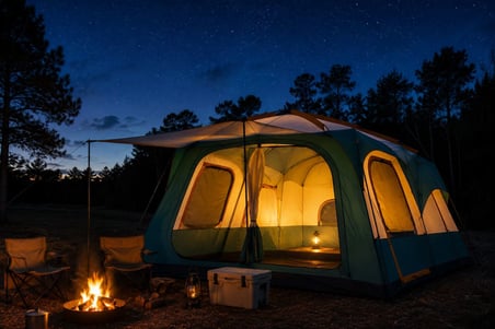Büyük Hacimli Çift Katmanlı 2 Odalı Dayanıklı Kamp Çadırı