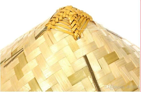 Kamboçyalı Naturel Renkli PVC Hasır Vietnam Şapkası