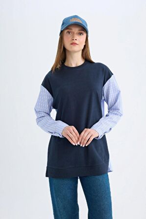 DeFacto Regular Fit Uzun Kollu Basic Düz Sweatshirt Tunik C4556AX24AUNV265