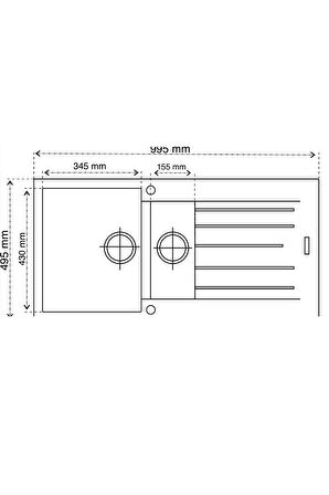 Gradde Krem 50*100 1,5 Göz Granit Eviye