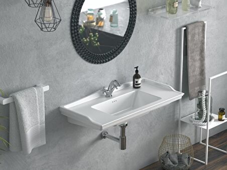 Cerastyle Turkuaz Kapadokya Etajerli Lavabo 80*48 Cm