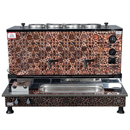  Anka Pro Plus Otomatik Çay Kazanı 4 Demlikli 40 Litre Bakır Elektrikli Tüplü