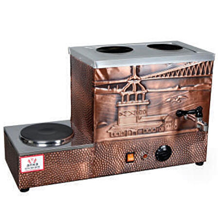 Anka Eko Elektrikli Çay Kazanı 2 Demlikli 24 Litre Pleytli Bakır