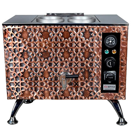 Anka Pro Elektrikli Full Otomatik Çay Kazanı 2 Demlikli 20 Litre Bakır