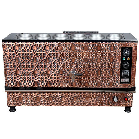 Anka Pro Elektrikli Full Otomatik Çay Kazanı 6 Demlikli 60 Litre Bakır