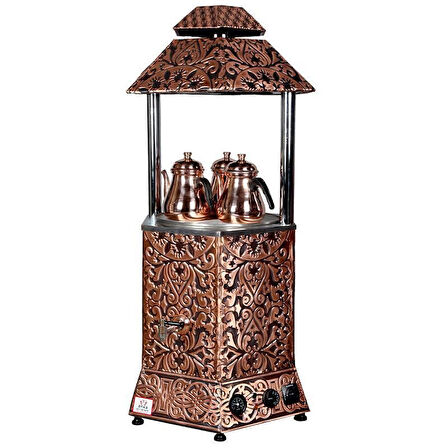 Anka Pro Max Elektrikli Çay Makinası Seti 3 Demlikli 35 Litre Bakır