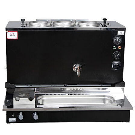 Anka Pro Plus Otomatik Çay Kazanı 3 Demlikli 30 Litre Siyah ElektrikTüp