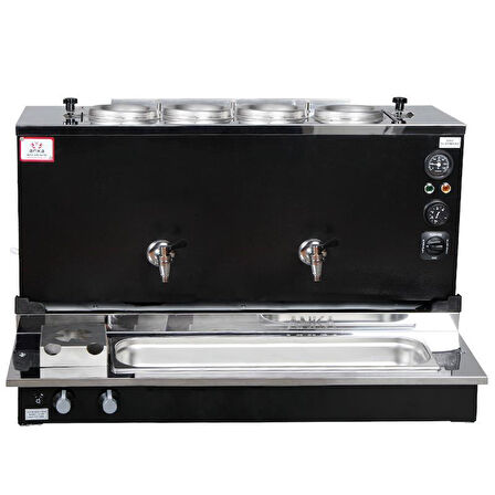 Anka Pro Plus Otomatik Çay Kazanı 4 Demlikli 40 Litre Siyah Doğalgaz+Elektrik