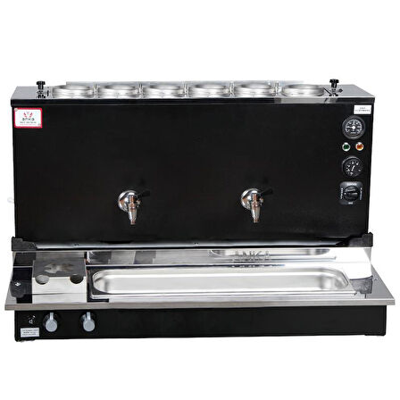 Anka Pro Plus Otomatik Çay Kazanı 6 Demlikli 60 Litre Siyah Elektrik+Doğalgaz