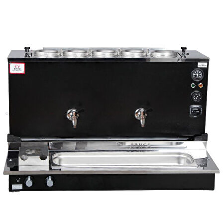 Anka Pro Plus Otomatik Çay Kazanı, 5 Demlikli, 50 Litre, Siyah, Elektrik+Doğalgaz