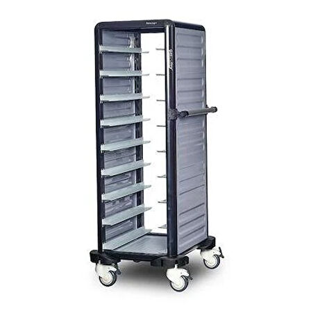 Gastrolley Tekli Termo Tepsi Arabası, 9 Tepsi Kapasiteli, 2 Yanı Kapalı 57 x 71 x 149 (cm)