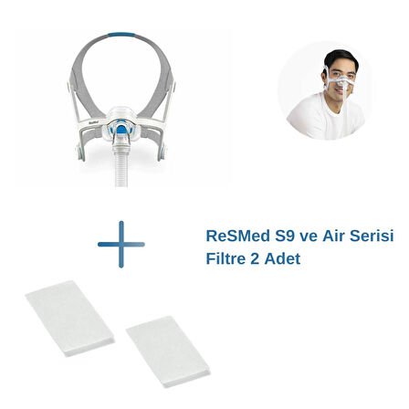 ResMed AirFit N20 CPAP Burun Maskesi Orta Boy+ResMed S9 ve Air Serisi Filtre 2’li Paket