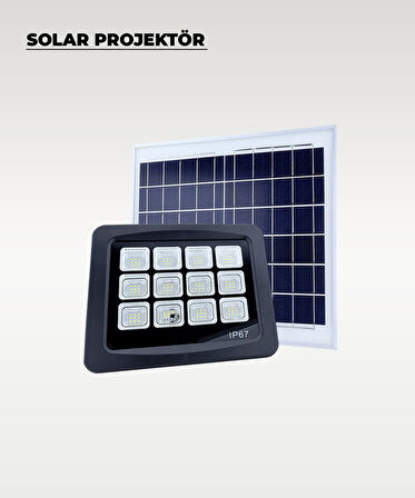 160W  Solar Projektör IP67 Beyaz Işık (Su Geçirmez - Dış Mekan)