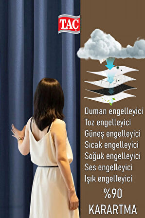 Taç 4 Katmanlı İndigo Güneşlik Perde - Toz Önleyici, Ses Yalıtımı, Sıcak ve Soğuk Yalıtımı