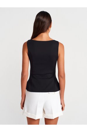 21001 Kayık Yaka Peplum Top