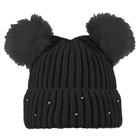 Suyutti K24420-01-001 Kadın Çift Ponponlu Bere