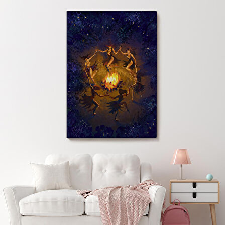 Şabat Ayini Yapan Cadıların Ateş Etrafındaki Dans Tablosu-6354