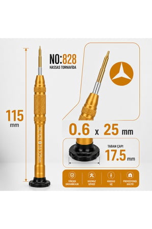 Manyetik Tornavida 0.6x25 mm Cep Telefonu ve Elektronik Tamir Aleti NO.828 - Turuncu