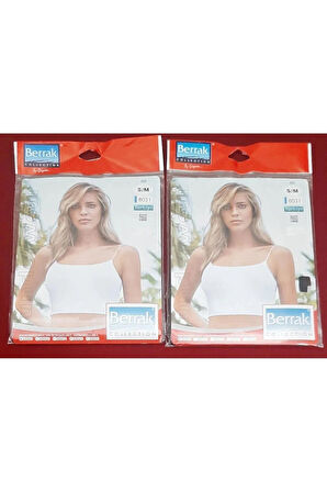 Berrak Kadın Ince Askılı Yarım Atlet 2'li Paket (SİYAH, BEYAZ)