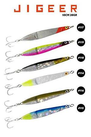 Fujin Jigeer 28gr 10cm Jig 120 OR Tail White