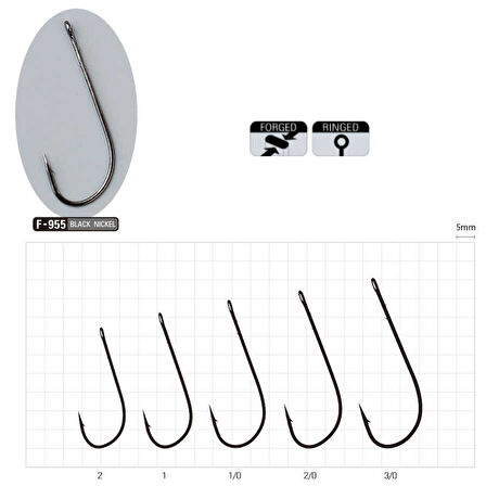 Sasame Worm F-955 Serisi Olta İğnesi Standart-1/0