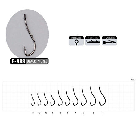 Sasame Ryusen W-Hold Black F-988 Serisi Olta İğnesi Standart-14
