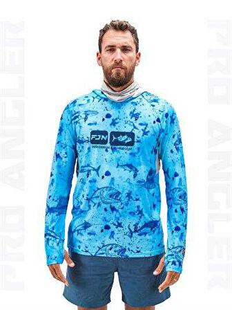 Fujin Pro Angler S24 Buff&Hoodie Blue Fish Large (L)
