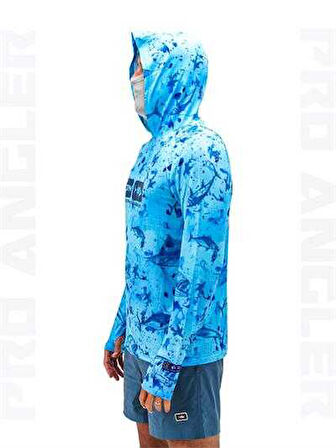 Fujin Pro Angler S24 Buff&Hoodie Blue Fish Large (L)