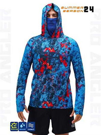 Fujin Pro Angler S24 Buff&Hoodie Red Reef XXLarge (XXL)