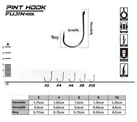 Fujin Pint Hook Çapraz Delikli Olta Kancası 2 no