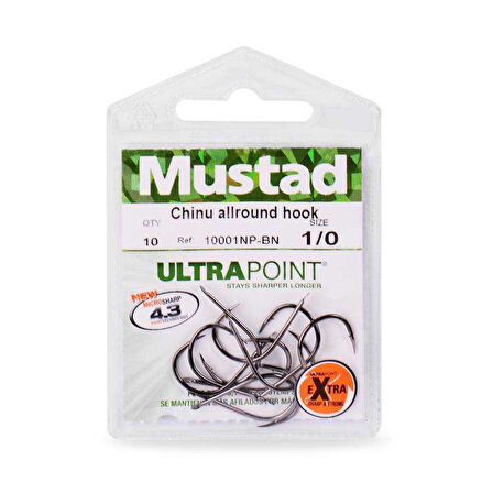 Mustad Olta İğnesi 10001 NPBN 10 lu METALİK SİYAH-NO:1-0