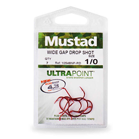 Mustad Double Wide Gap Dropshot 10548NP-RD Olta İğnesi Standart