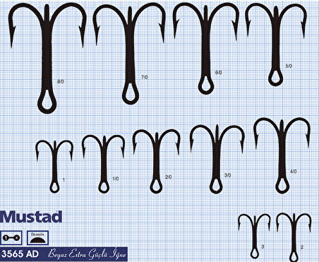 Mustad Olta İğnesi 3565AD 50li Standart-NO:4-0