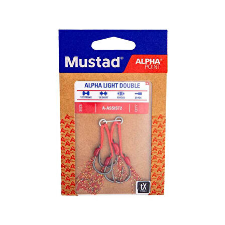 Mustad Alpha Point Alpha Light Double Asist Olta İğnesi A-ASSIST2 TITANX-NO:1/0 - 2Lİ