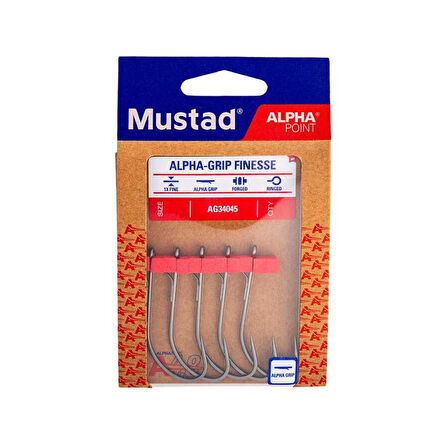 Mustad Alpha Point Alpha-Grip Finesse AG34045 Olta İğnesi TITANX-NO:2/0 - 5Lİ