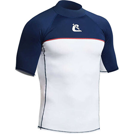 Cressi Shield Rash Guard Man T-Shirt WHITE - BLUE-XL - NO:5