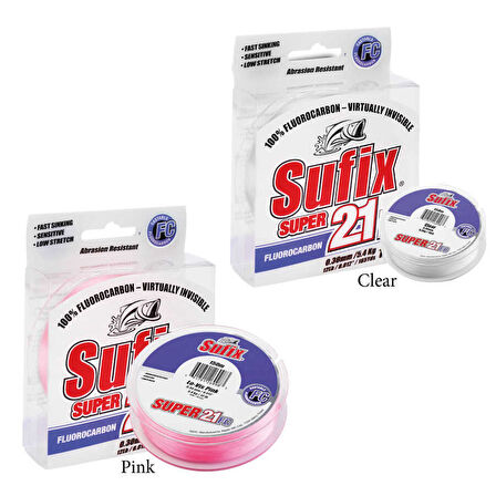 Sufix Süper 21 Fluorocarbon Misina PINK-0.25MM - 50MT - 5.9KG