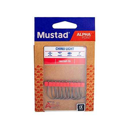 Mustad Alpha Point Chinu Light 10021AP Olta İğnesi TITANX-NO:2 - 12Lİ