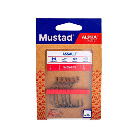 Mustad Alpha Point Assault Wide Gap 38120AP Olta İğnesi TITANX-NO:1 - 6LI