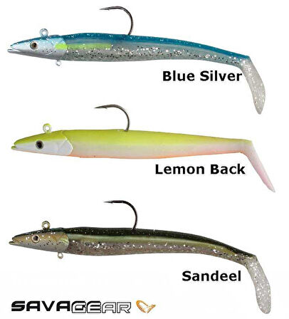 Savage gear Sandeel 18 cm 100 gr 2+1 Adet Sahte Balık Blue Silver