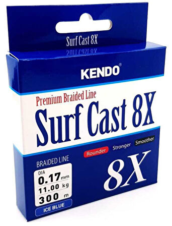Kendo Surf Cast 8X Fighting 300 mt Örgü İp ( ICE BLUE) 0,13MM